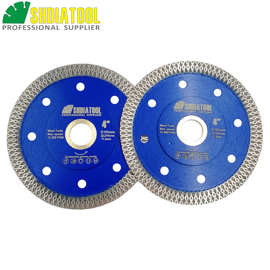 

SHDIATOOL 2pcs Diamond Cutting Disc X Mesh Turbo Rim Segment Dia 4" 4.5" 5" 7" 8" 9" 10" Diamond Saw Blade Cutting Marble Tile