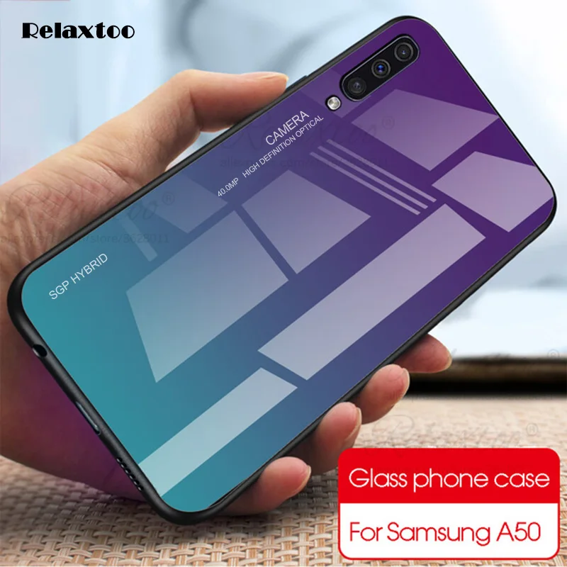 Модный чехол с градиентом для Samsung Galaxy A50 2019 закаленное стекло A505 a 50