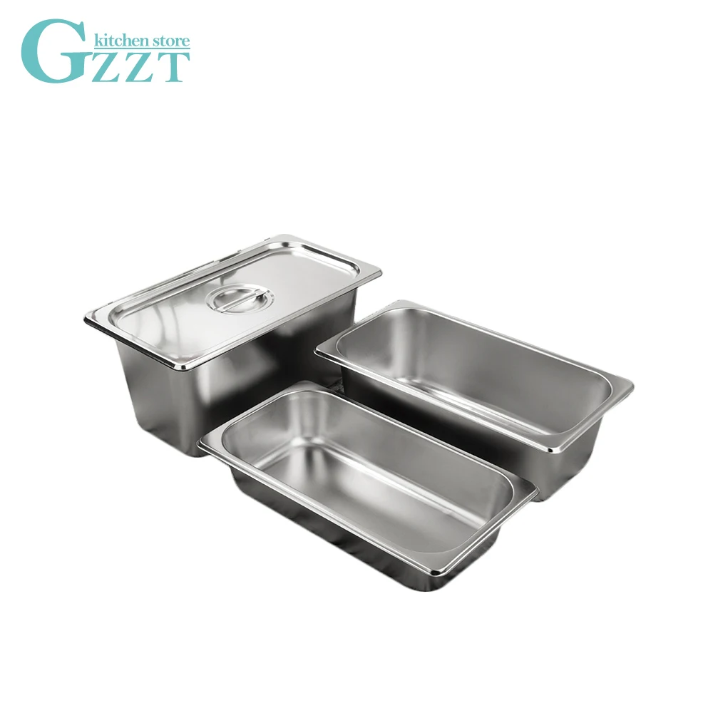 

Сковорода гастроемкая GZZT из нержавеющей стали 1/3 GN, сковорода для еды в американском стиле, толщина 0,6 мм с крышкой сковороды, подходит для ре...