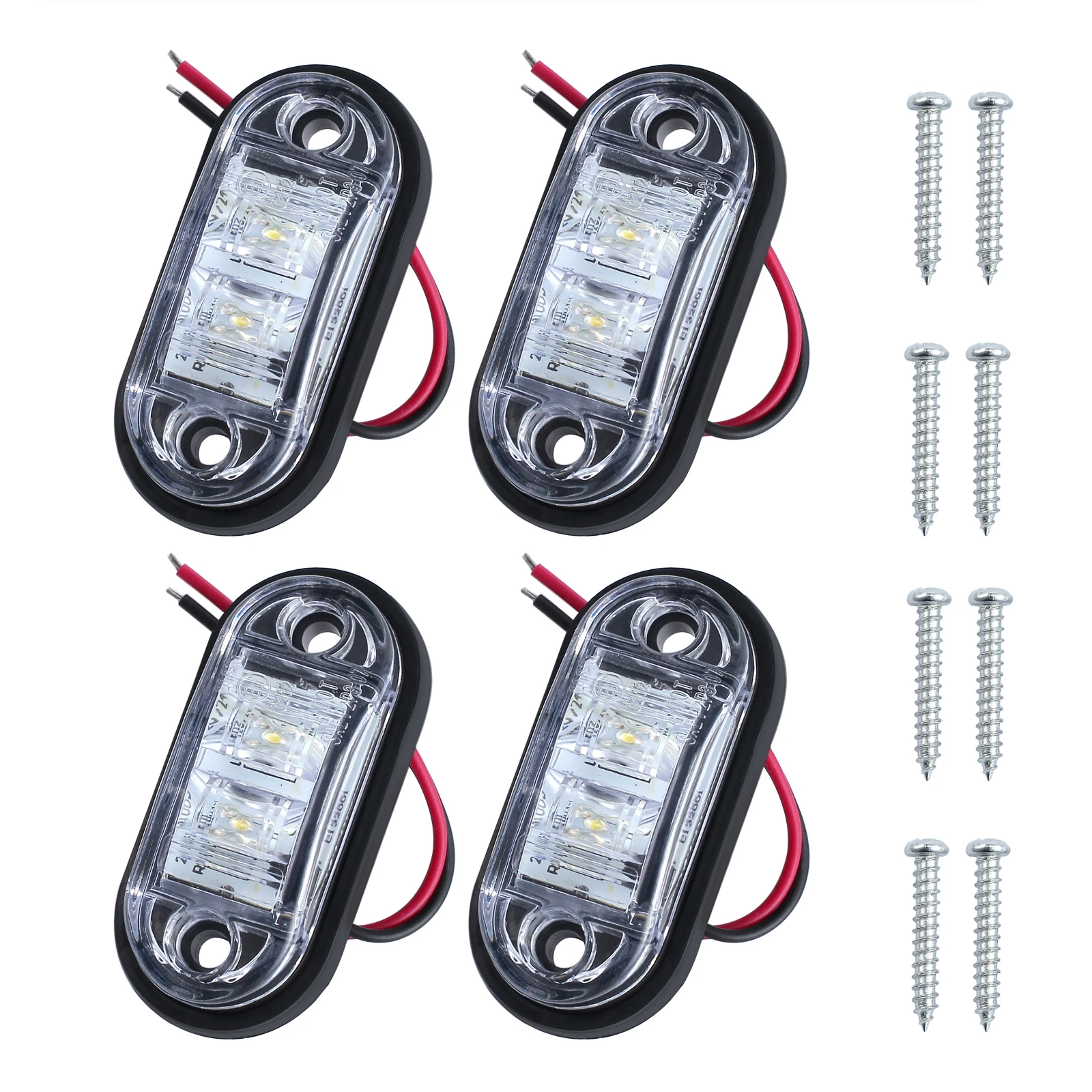 Justech 4 pcs LED Front Side Marker Indicator Light 12V 24V Car Truck Van Trailers White | Автомобили и мотоциклы