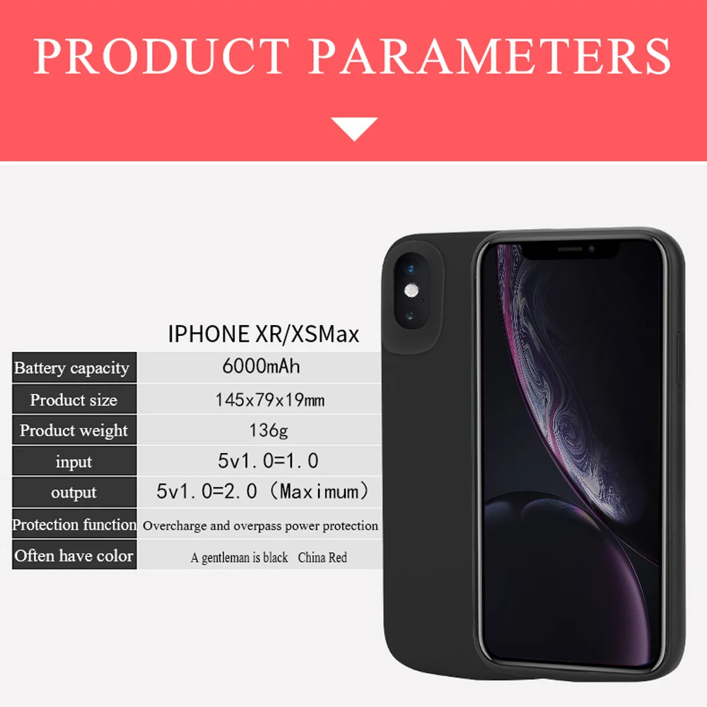 Для iPhone Xs Max чехол для телефона 6000 мАч Зарядное устройство power Bank зарядный bank