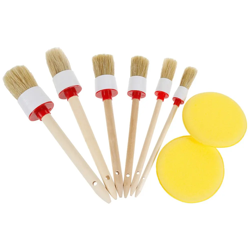 6 шт авто детальная кисть набор с 2 машинными воском губки колодки для чистки