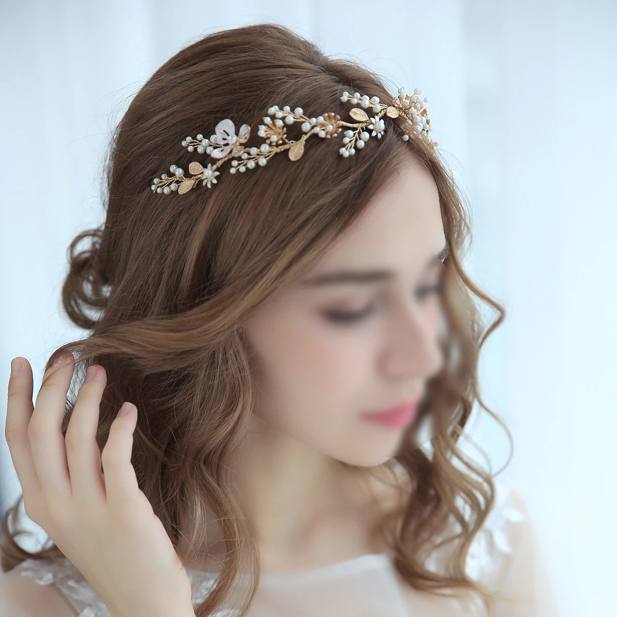 1 шт. свадебный головной убор имитация жемчужных бусин блестящее свадебное