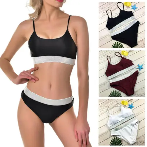 Женский сексуальный комплект из 2 предметов бикини лоскутный купальник с