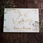 Свадебная Гостевая книга Красавица и чудовище, альтернативный деревенский Сказочный декор, деревянная фотоальбом, подарок