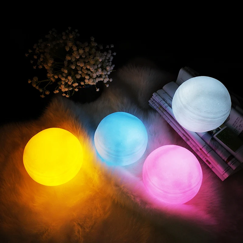 13 см 3D принт луна лампа 4 цвета Спальня Ночь LED свет Декор подарок Luminaria blub