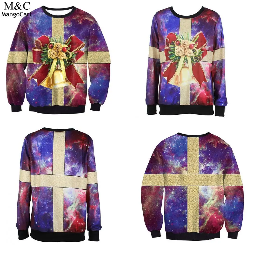 Ни о образным вырезом Повседневное Стандартный пуловер Fit Рождественский Multi