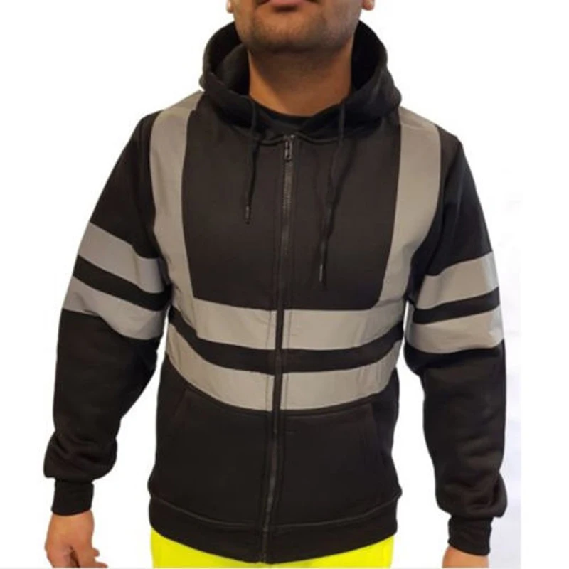 

2018 Brand New Top Men Hooded Jacket Sweatshirt Casual Long Sleeve Jumper PullOver Zipper Fleece Hoodie Work Safety FA