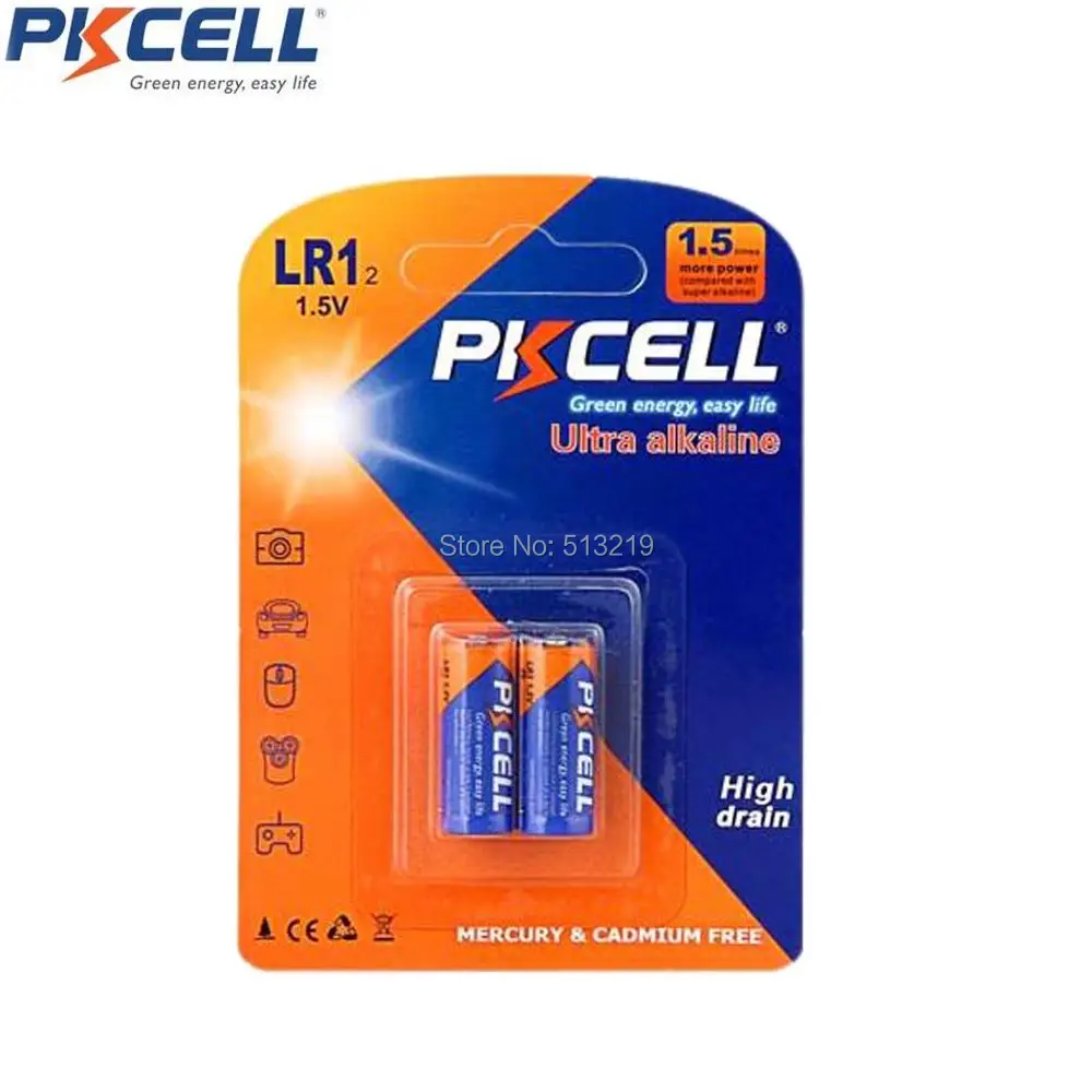 

12PCS/6card PKCELL model LR1 AM5 15A 910A N battery 1.5v Alkaline battery dry battery sperker/bluetooth/players battery