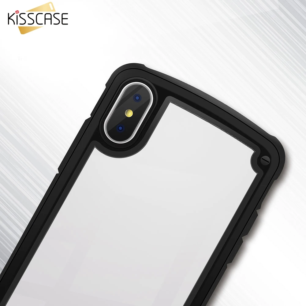 Чехол для телефона KISSCASE из прозрачного стекла iPhone 8 7X6 6S Plus ударопрочный жесткий