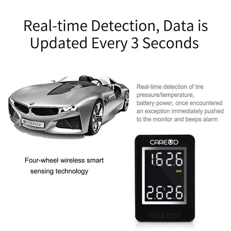 CAREUD U912 автомобильный TPMS беспроводная автомобильная система контроля давления в