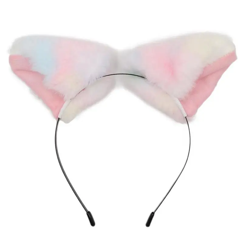 Girl Cute Cat Fox Ear Long Fur Hair Headband Colorful Plush Party Props Cosplay Costume | Дом и сад