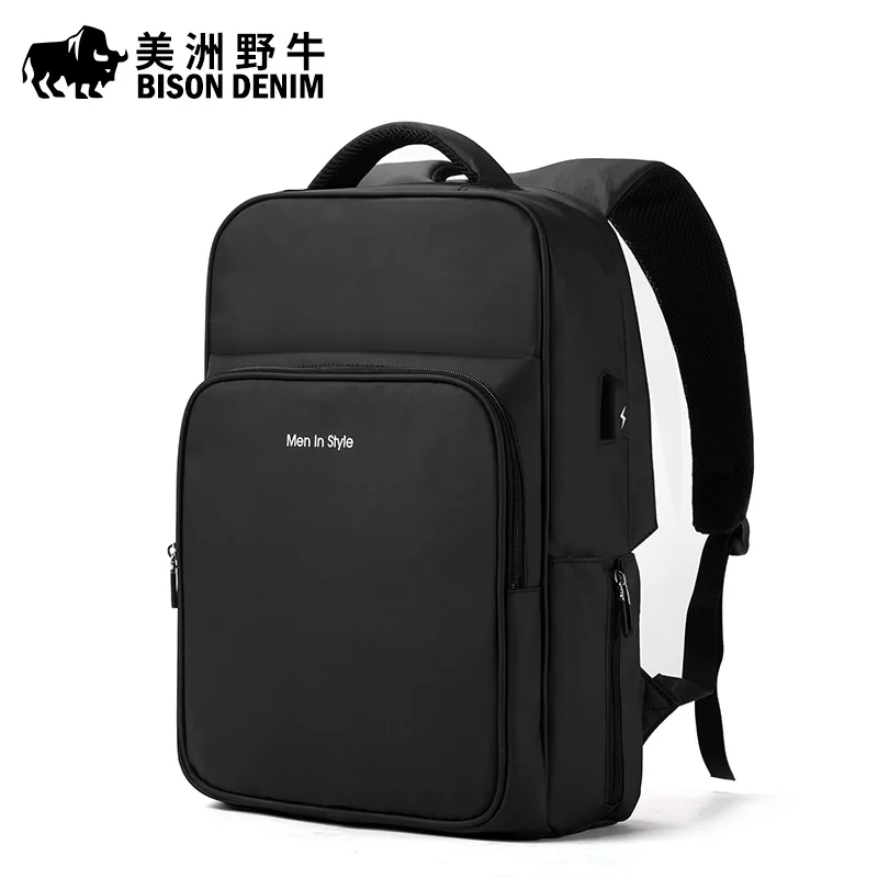 Мужской рюкзак BISON DENIM с usb зарядкой для отдыха и путешествий школьные сумки