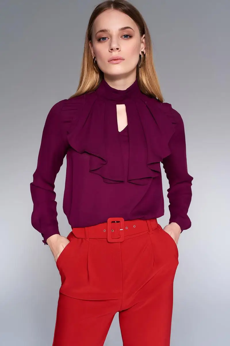 Trendyol Mürdüm Fronting Detaylı Bluz TOFAW18BB0479| |