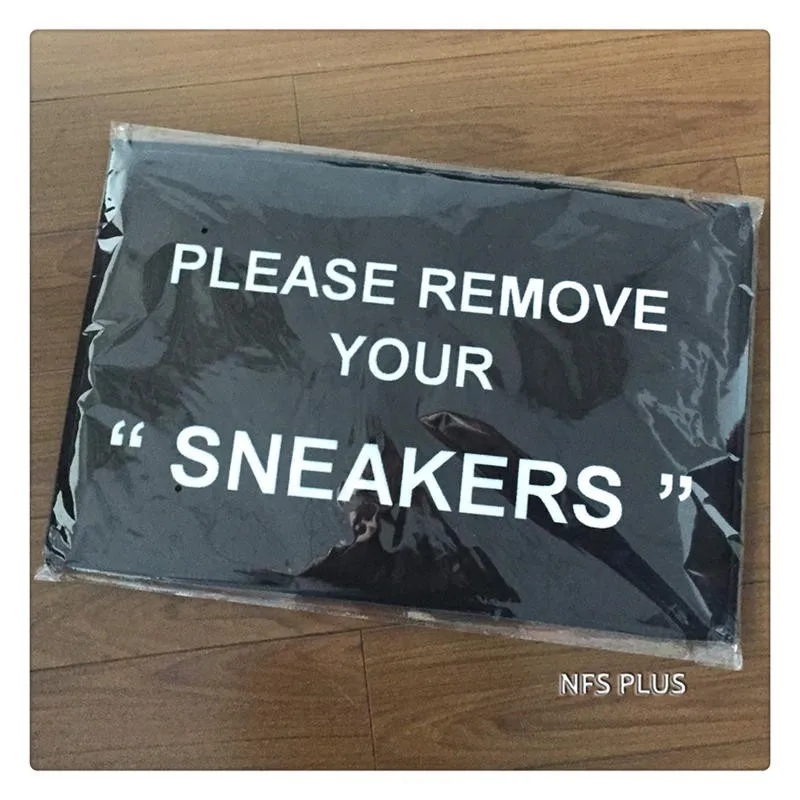 Custom Door Mat PLEASE REMOVE YOUR SNEAKERS Printed 40x60CM Flannel Fabric PVC Dots Non Slip Floor Carpet Decorative Doormat|door mat|entrance