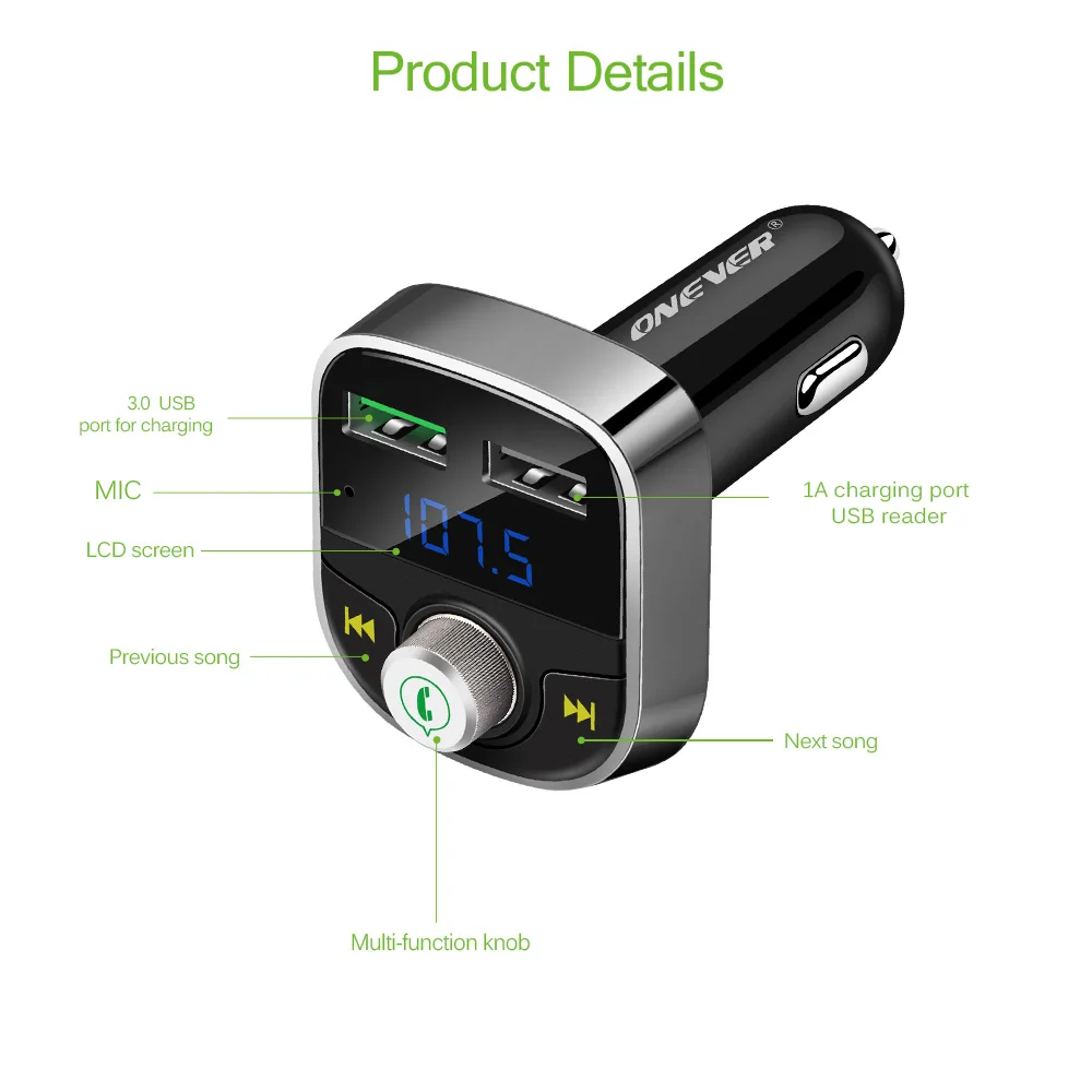 FM трансмиттер автомобильный с поддержкой Bluetooth и 2 USB портами|FM-трансмиттеры| |