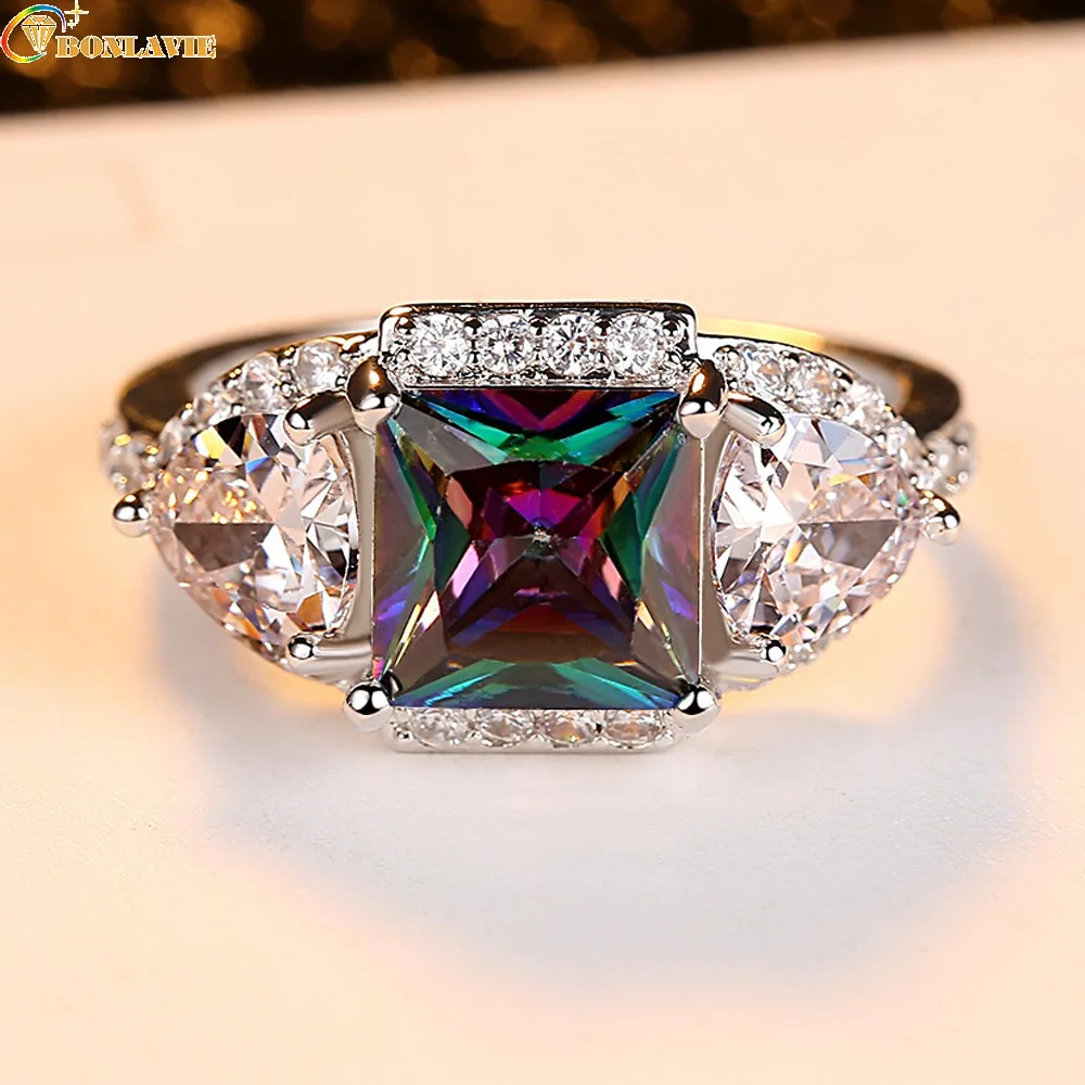 Женское кольцо с кристаллом Bague Femme модное квадратное цирконием для помолвки