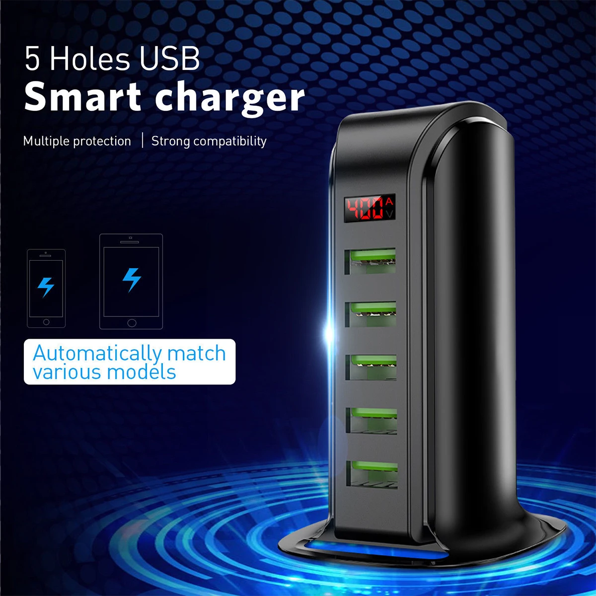 Зарядное устройство SOONHUA сетевое с 5 USB-портами В 4 а | Мобильные телефоны и