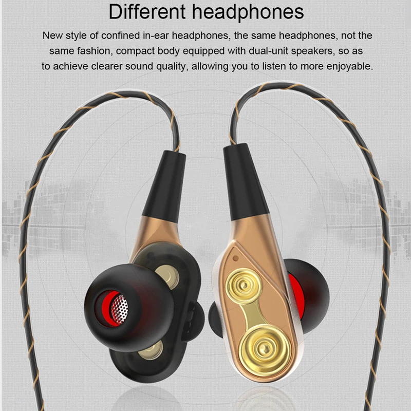 GEOFOX двойной драйвер проводные наушники Hands Free в ухо для телефона DJ mp3 спортивные