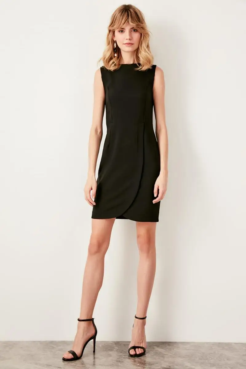 Trendyol черное платье TWOSS19AA0065|Женские платья| |