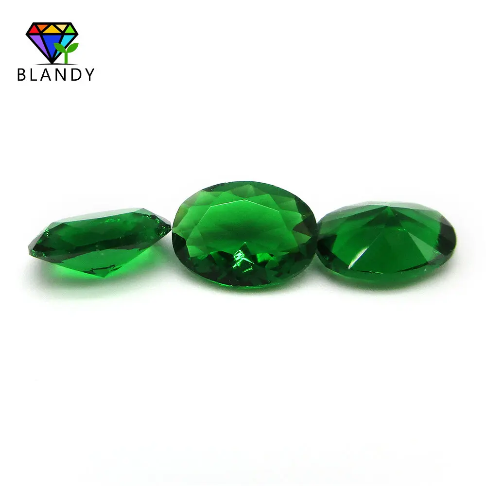 

15*30mm Oval Shape Machine Cut Synthetic Green Glass Stone Beads for Jewelry
