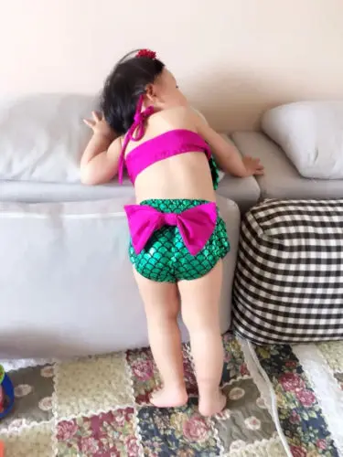 

2020 Toddler Baby Girl Mermaid Bikini Set Halter Top Swimwear Bow Swimsuit Swimming Costume Biquini