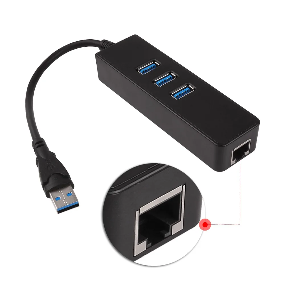 Концентратор с 3 портами USB 0 Gigabit Ethernet RJ45 адаптер концентратор проводная сетевая