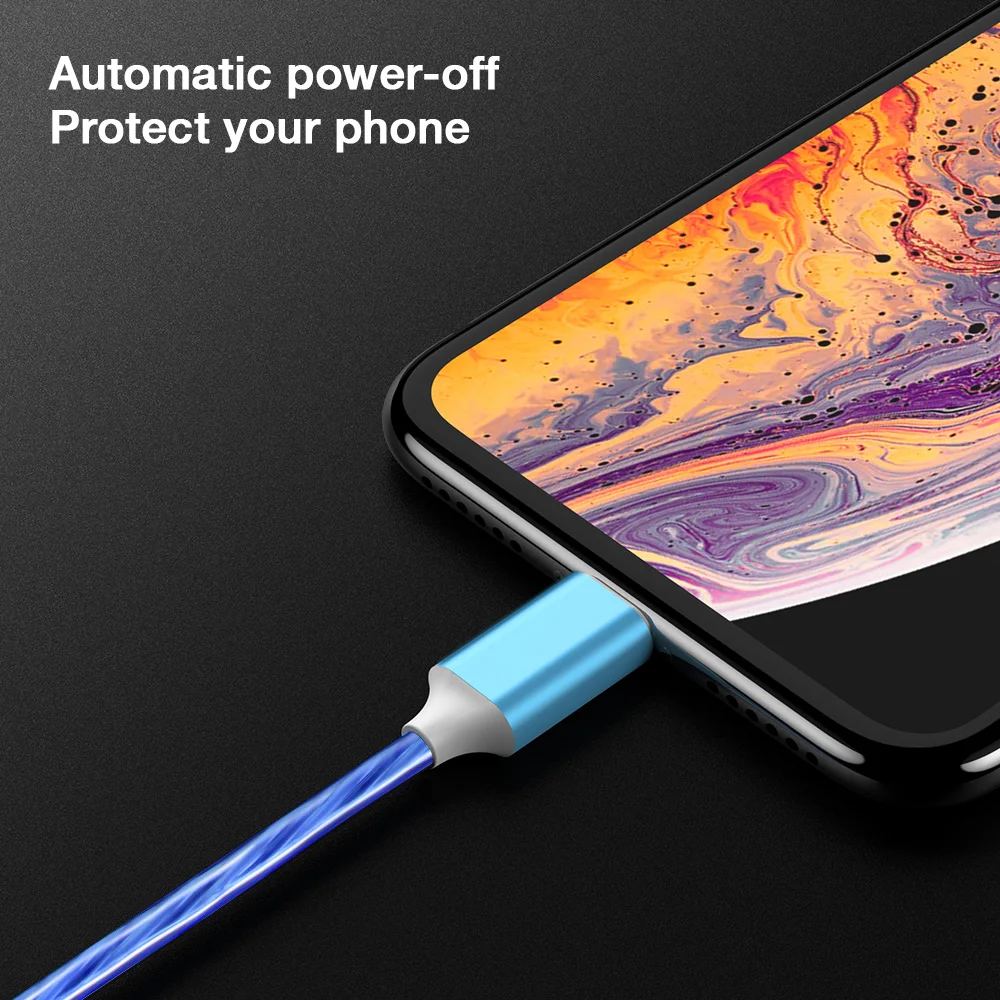 KISSCASE usb-кабель со светом для iPhone X XS MAX XR Flash светящийся кабель 7 8 6 6s плюс Дата