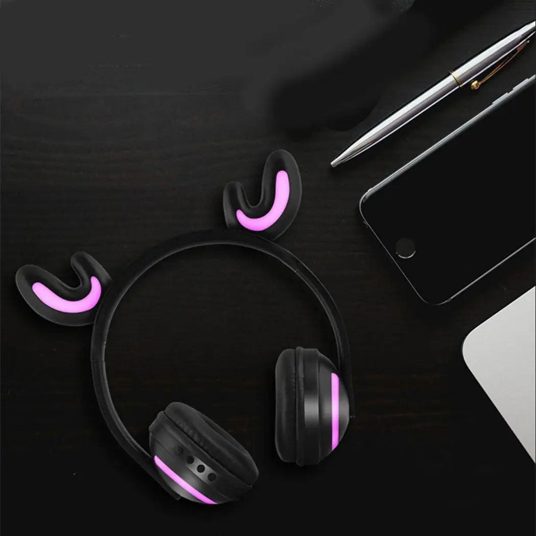 Семь меняющихся цветов с подсветкой олень уши форма стерео беспроводной Bluetooth V4.2