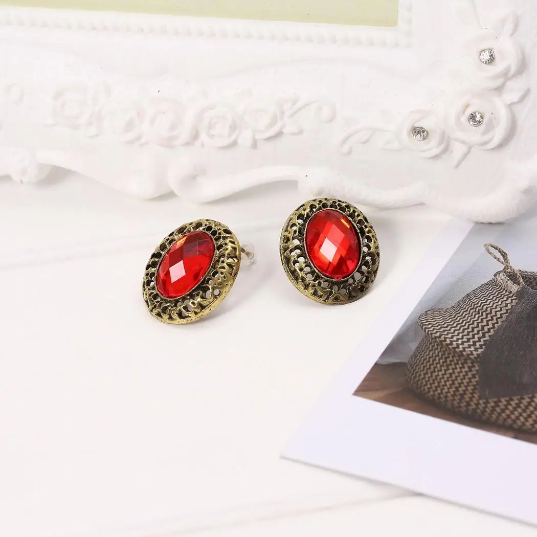 Plug Out Stud Casual Oval Alloy Artificial Hollow Black Crystal Elegant Red Women's Earrings in | Украшения и аксессуары