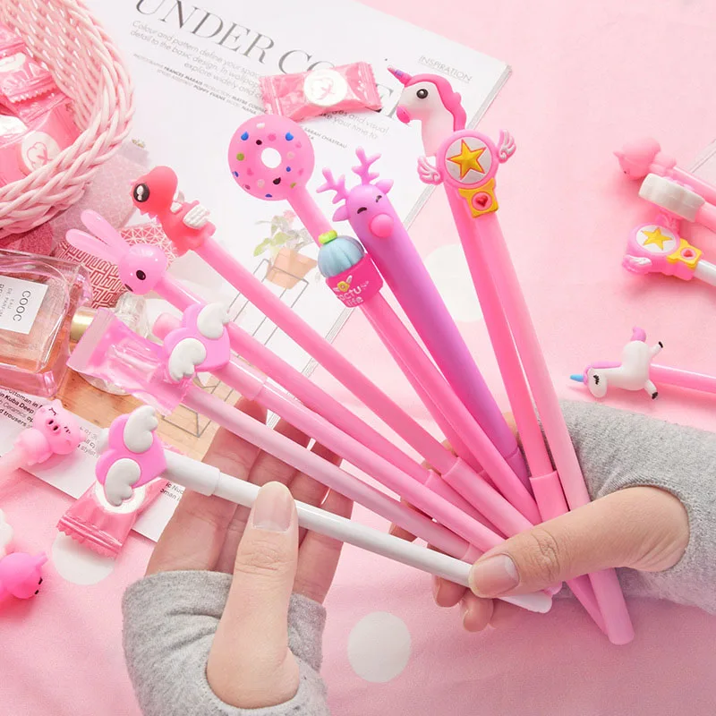 0 5 мм Kawaii розовый гель ручка прекрасный чистый цвет звезда крылья нейтральные