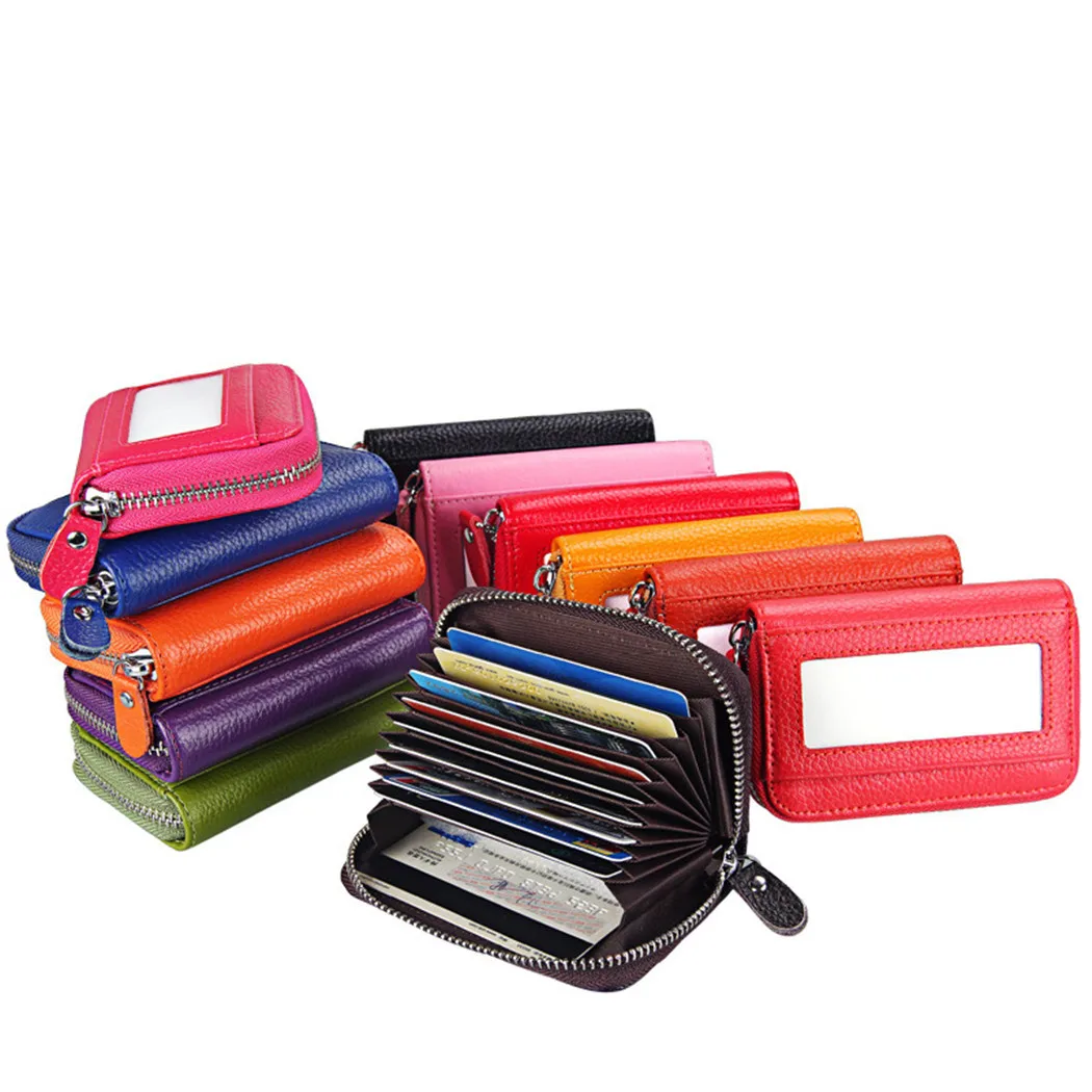 Credit Card Holder For Women Bus Organizer Purse Men Zipper Leather Pocket RFID Blocking Unisex Money Coin Package | Багаж и сумки