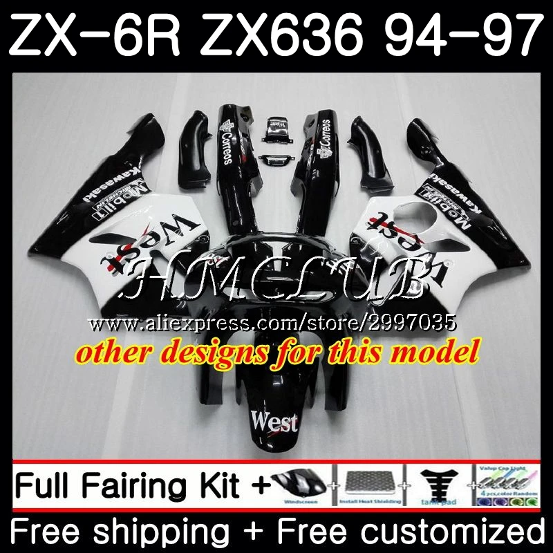Корпус для KAWASAKI NINJA ZX 636 6R 1994 1995 1996 1997 58HC.20 ZX636 600CC 94 97 ZX6R винно красный blk 95 96