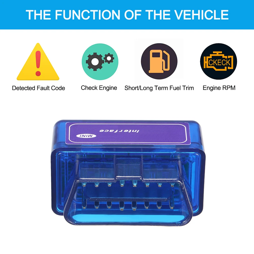 Синий мини сканер OBD инструмент детектор с BT соединение для Android Windows сервисный
