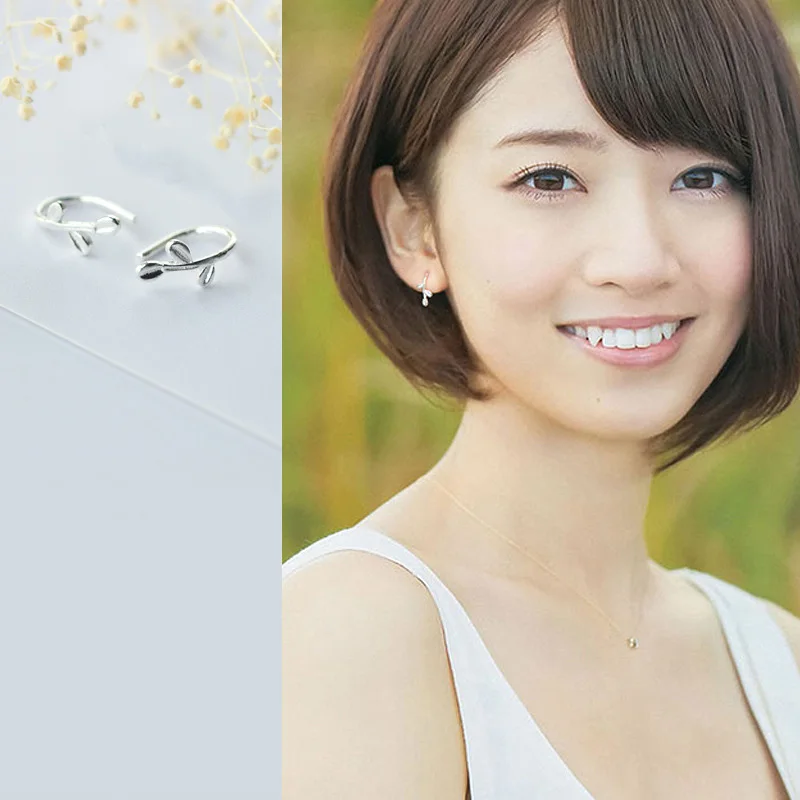 Серьги женские из серебра 925 пробы с листьями |