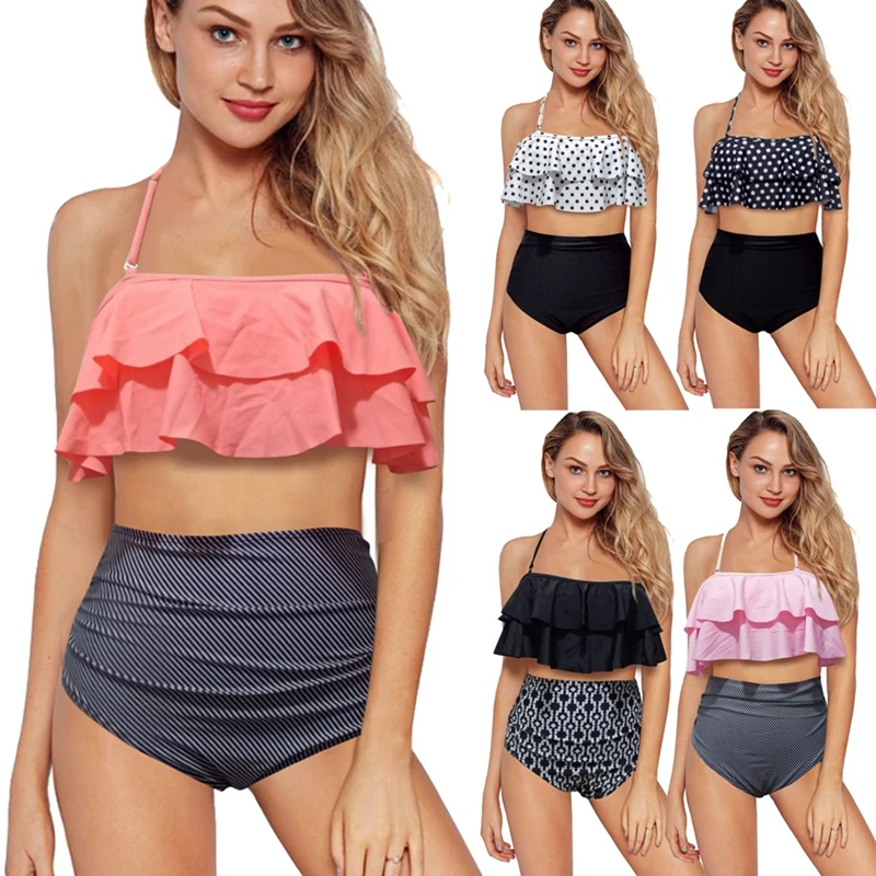 Женский комплект бикини с высокой талией 2 шт. купальный костюм пляжная одежда |