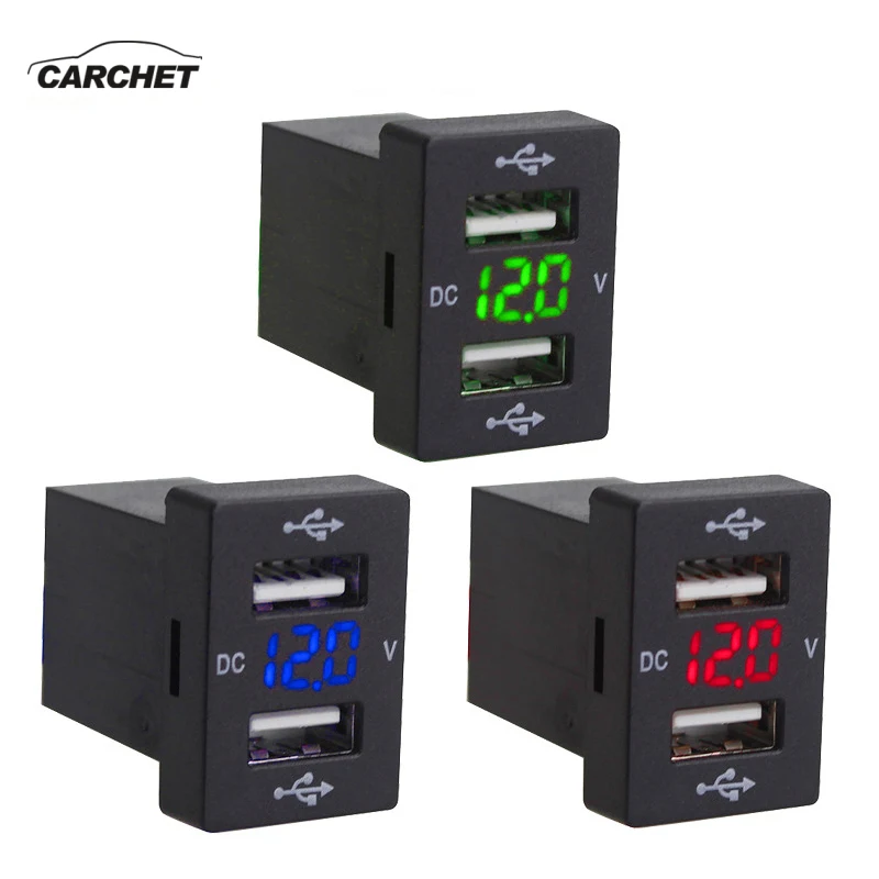 CARCHET LED двойной USB порт автомобильное зарядное устройство адаптер с вольтметром