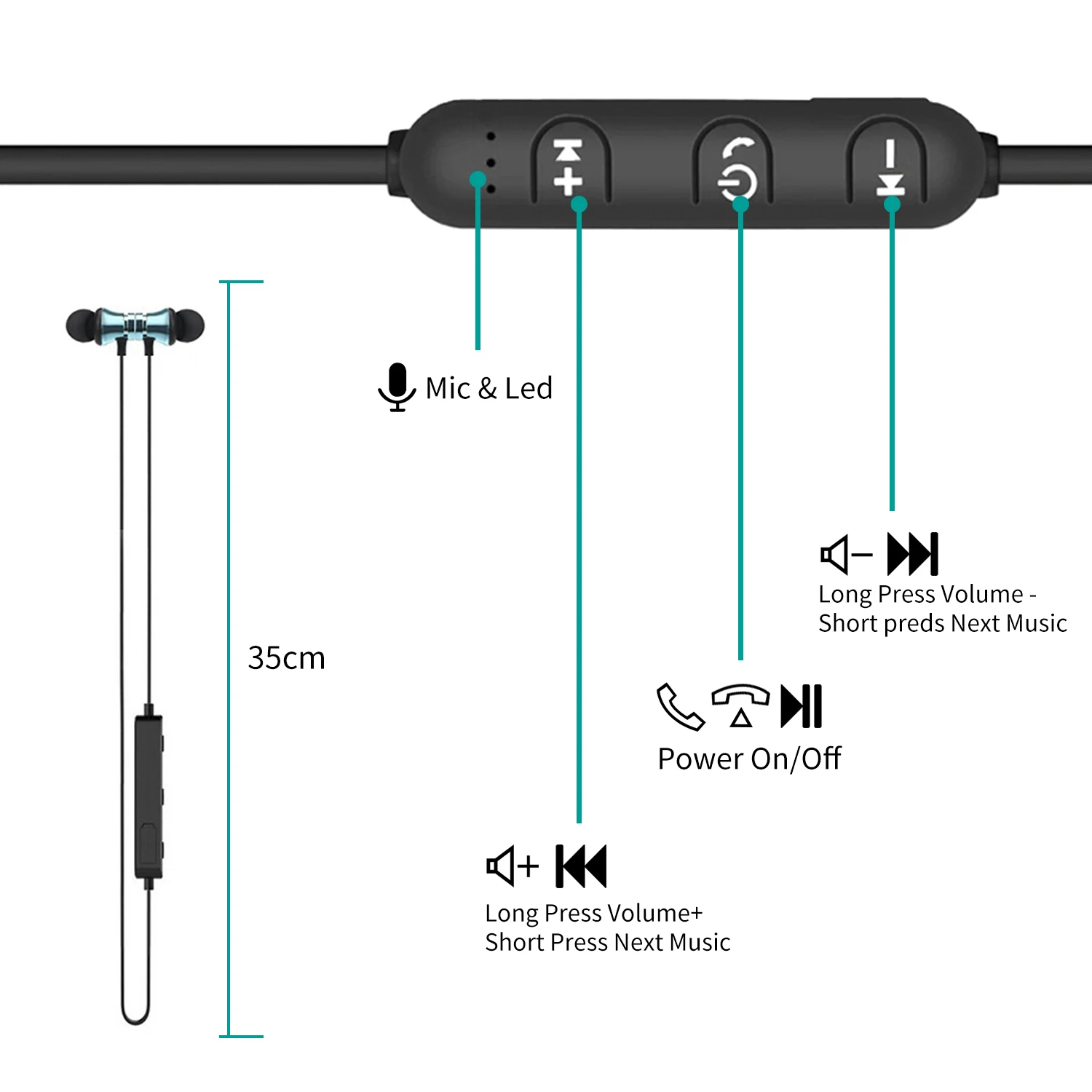Магнитные Bluetooth-наушники гарнитура водонепроницаемые спортивные Bluetooth 4 2