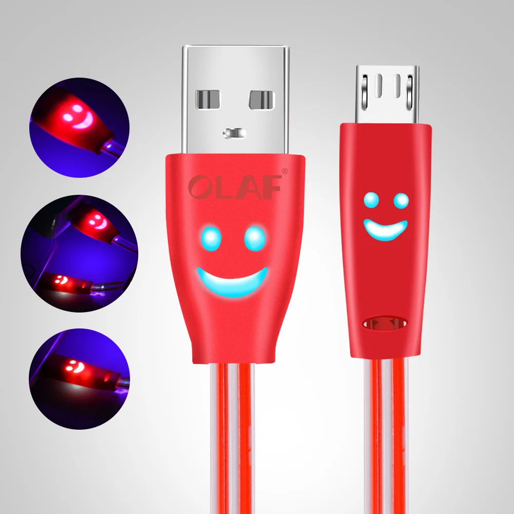 Кабель Micro USB OLAF 1 м светодиодный зарядный кабель для передачи данных Samsung Xiaomi Huawei