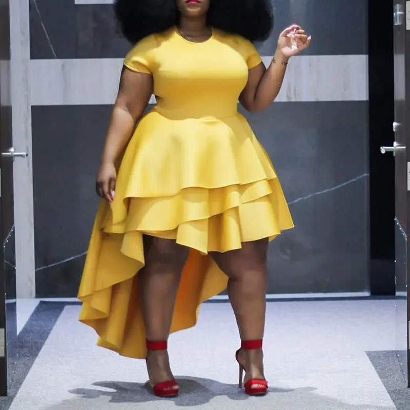 Желтые женские платья в африканском стиле 2019 летние с коротким рукавом и