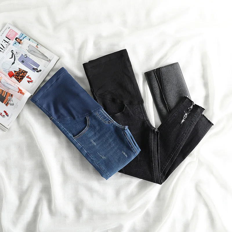 Новинка Одежда для беременных женщин с эластичной резинкой на талии брюки джинсы
