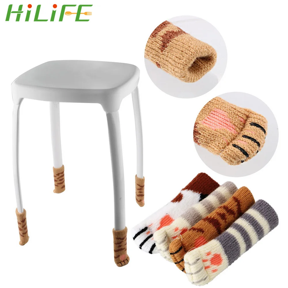 HILIFE 4 шт./компл. Чехлы для ног и стульев с милыми кошками Защитные чехлы