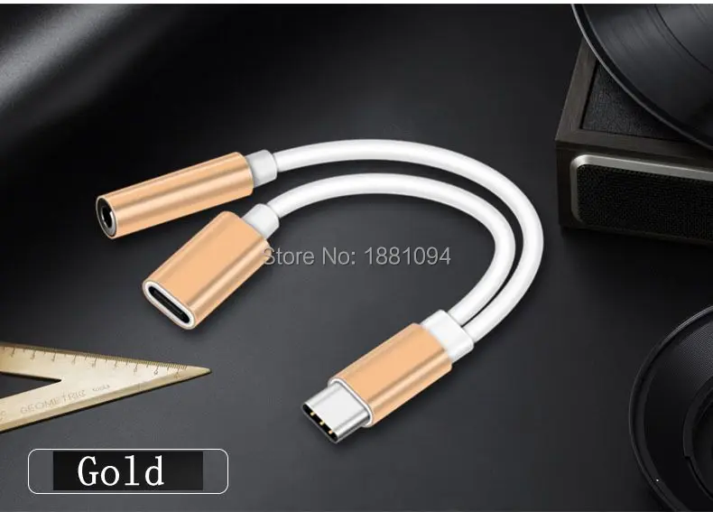 200pcs/lot USB Type C Adapter Charger Audio Cable 2 In 1 Type-C To 3.5mm Jack Earphone Aux Converter For Huawei xiaomi phone | Электроника