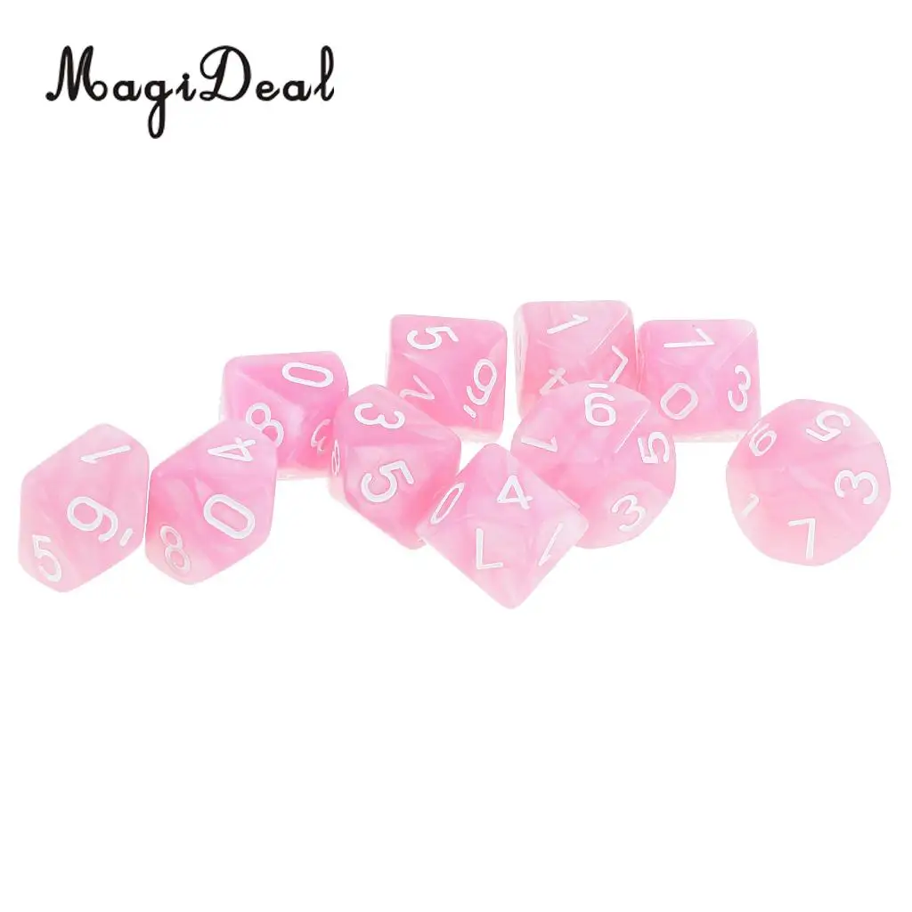 10 шт. двусторонних игральных костей MagiDeal D10 многогранные игральные кости для