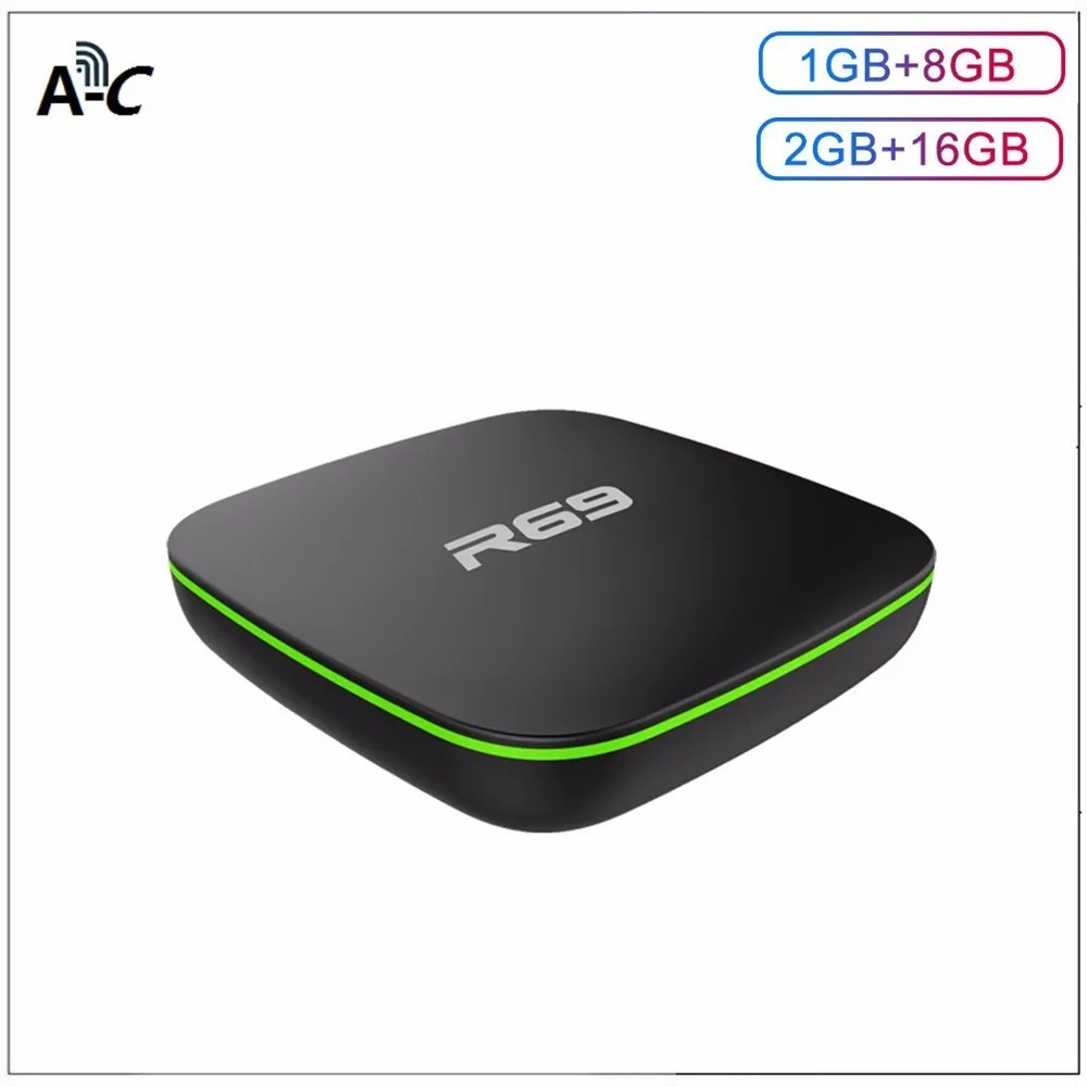 R69 Android 7 1 Smart Tv Box Allwinner H3 Quad core 2 4 г 1g8g добавить 2g16g Wi Fi Декодер каналов кабельного