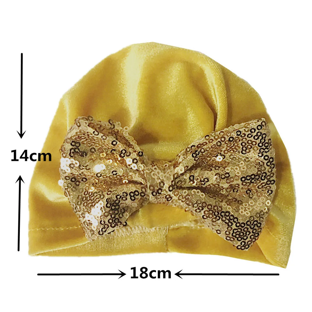 Cute Velvet Hat For Girls Child Autumn Winter Baby Headwear Boy Cap Sequined Bow Photography Elastic Beanie Accessories | Аксессуары для
