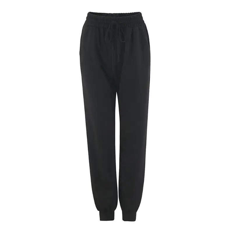 Women Pants Sweatpants Breathable Elastic Waist Slim Fit Sports Casual Fashion Solid Color Drawstring Trousers with Pockets | Женская