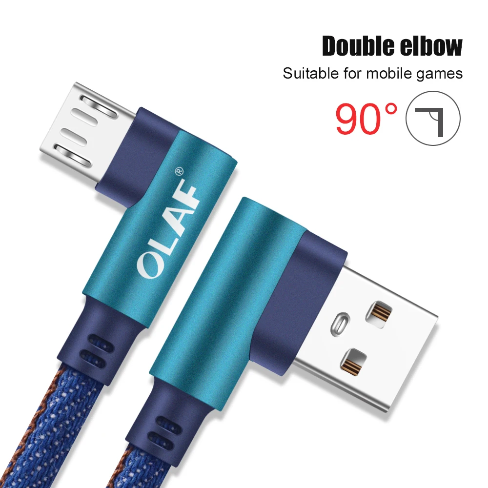 OLAF Micro USB кабель 90 градусов нейлон Быстрая зарядка Дата для Samsung Xiaomi планшета Android
