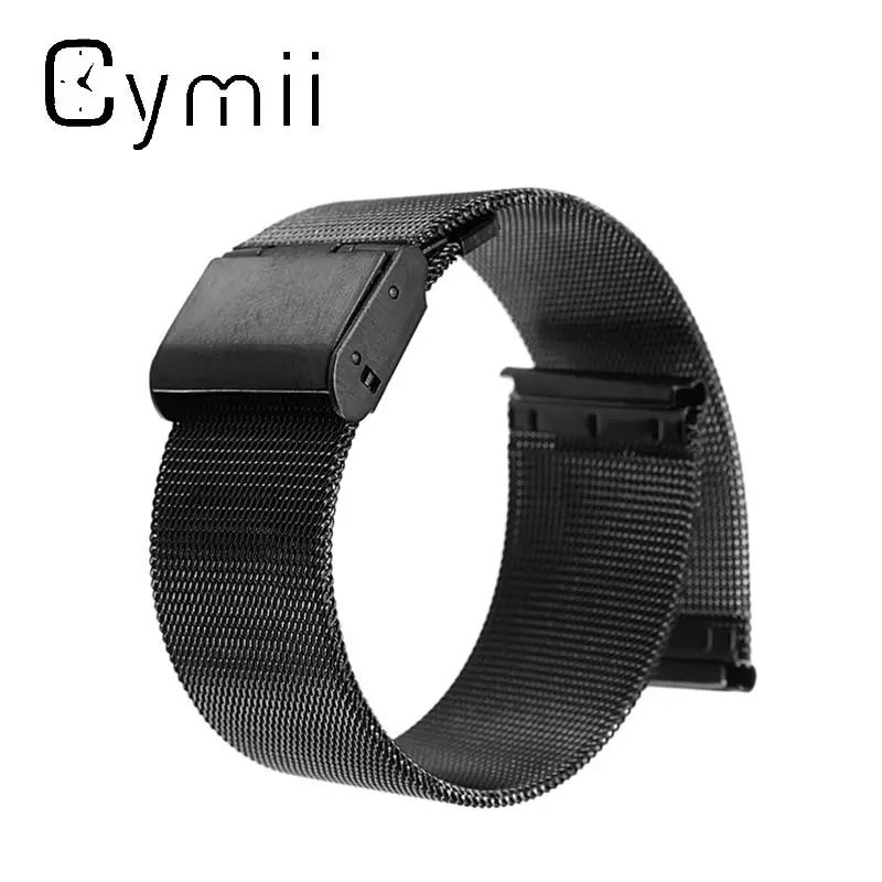 Cymii черный сетчатый ремешок для наручных часов 18/20/22/24 мм из нержавеющей стали