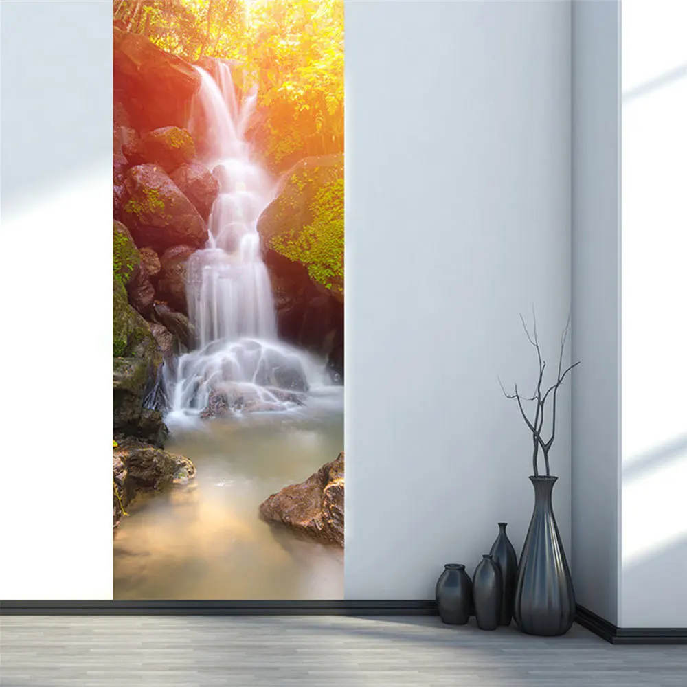 2Pcs/Set Color Waterfall Door Art Decor Home Creative DIY 3D Stickers Pattern For Wall Room Decoration | Дом и сад
